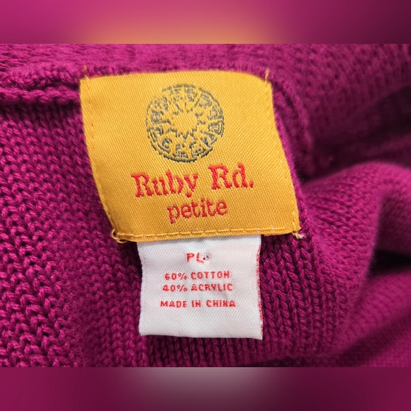 Ruby Rd. Open Front Ruffled Cardigan Pink Purple Cottagecore Office Work, PL - Picture 6 of 6